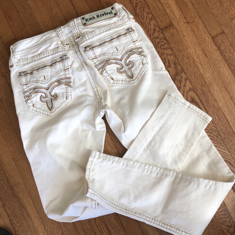 Rock Revival womens Pilkin jeans size 29 ivory designer